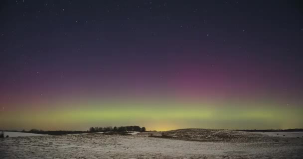 Kuzey Işıkları Aurora Borealis Gece Gökyüzünde Dans Ediyor Yüksek Kalite — Stok video