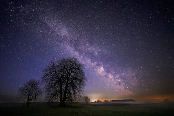 Nachtlandschaft Mit Farbenfroher Milchstraße Frühlingshimmel Hochwertiges Foto — Stockfoto