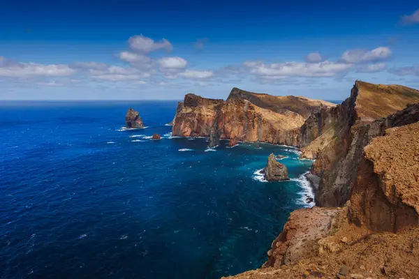 Stock image Volcanic sea cliffs of the Sao Lourenco peninsula, eastern Madeira, Portugal, Atlantic Ocean. High quality photo