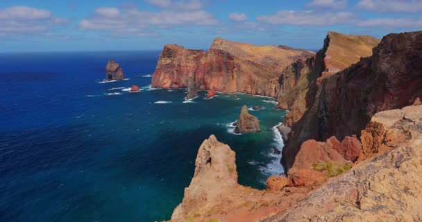 Vulkaniska Klippor Halvön Sao Lourenco Östra Madeira Portugal Atlanten Högkvalitativ — Stockvideo