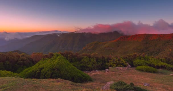 Timelapse Fast Moving Clouds Madeira Mountains Colorful Evening Mountains High — Stock Video