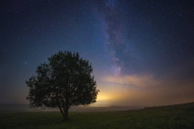 Renkli Samanyolu ile gece manzarası, bahar gökyüzü. Yüksek kalite fotoğraf