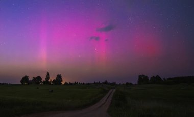 Northern lights - Aurora borealis dancing in the night sky. High quality photo