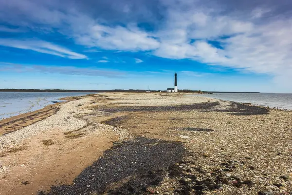 Oblázková Pláž Sorve Lighthouse Saaremmě Estonsko Kvalitní Fotografie Stock Obrázky