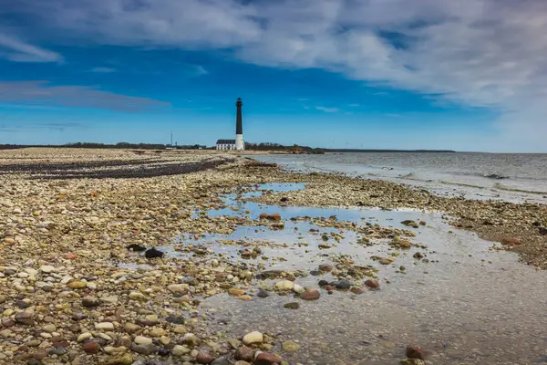 Oblázková Pláž Sorve Lighthouse Saaremmě Estonsko Kvalitní Fotografie Royalty Free Stock Fotografie