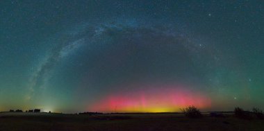 Kuzey Işıklı Samanyolu Panoraması - Aurora Borealis, Litvanya, Avrupa