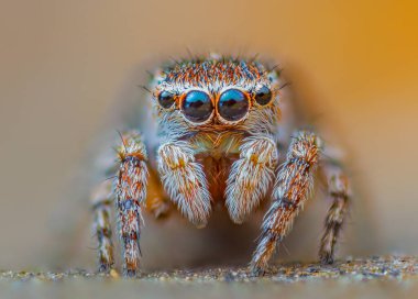Doğada Çekilen Sıçrayan Örümcek portresinin yakın çekimi..