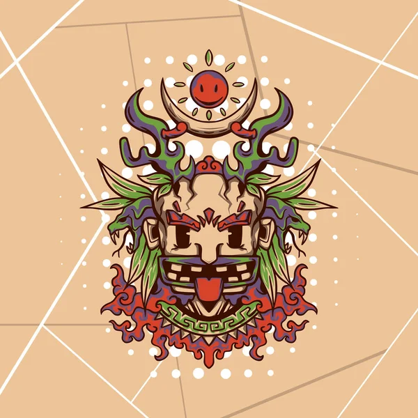 Illustration Der Maya Hexerei Für Waren Bekleidung Oder Andere Waren — Stockvektor
