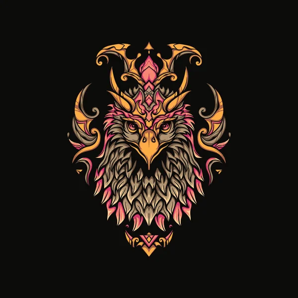 Mächtiger Adler Mit Ornament Für Fanartikel Bekleidung Oder Andere Waren — Stockvektor