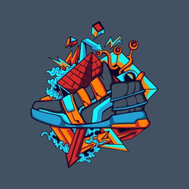 Gece Kırmızısı Piramit Ayakkabıları Mal, giysi, poster veya diğer şeyler için