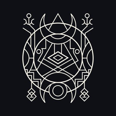 Giysi, ürün veya diğer şeyler için Geometri Çemberi Yarım Ay