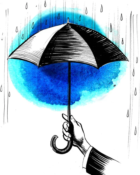 우산으로 잡는다 잉크와 물감그리기 — 스톡 사진