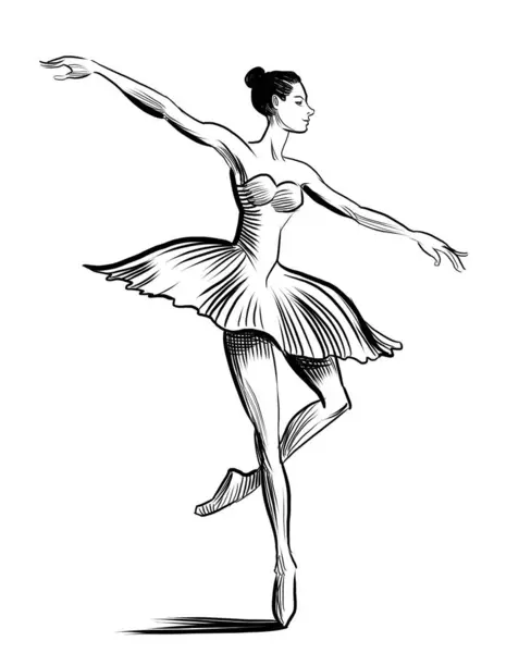 Танцующая Балерина Черно Белая Иллюстрация — стоковое фото