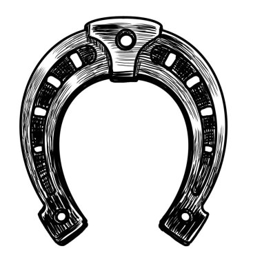 Eski at nalı. Elle çizilmiş siyah ve beyaz çizimler