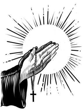 Dua eden eller. Elle çizilmiş siyah ve beyaz çizimler