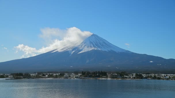 Mountain Fuji View Yamanashi Lake Winter Season Japan — Stock video