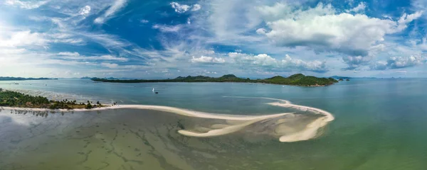 Aerial Panorama Drone Shot Lam Haed Beach Peninsula Koh Yao — Stock Photo, Image