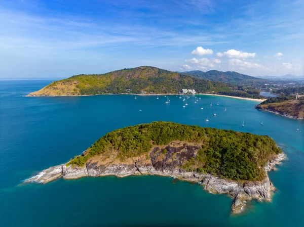 Drone Aereo Koh Man Island Spiaggia Nai Han Phuket Thailandia — Foto Stock