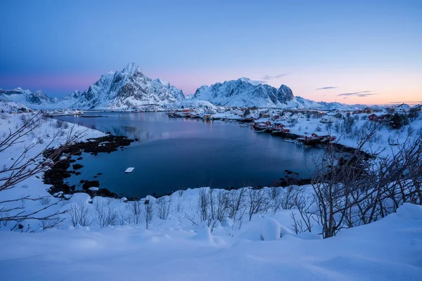 Reine Village Las Islas Lofoten Temporada Invierno Noruega — Foto de Stock