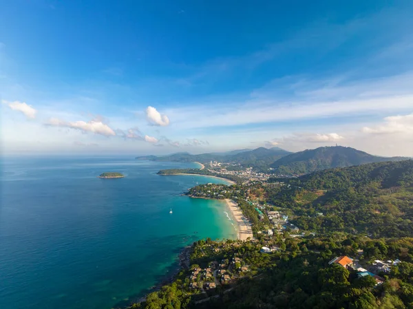 Luftaufnahme Vom Kata Karon Strand Aussichtspunkt Phuket Thailand — Stockfoto