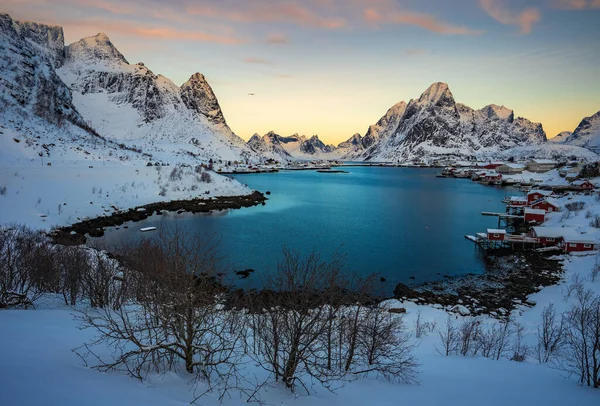 Reine Village Las Islas Lofoten Temporada Invierno Noruega — Foto de Stock