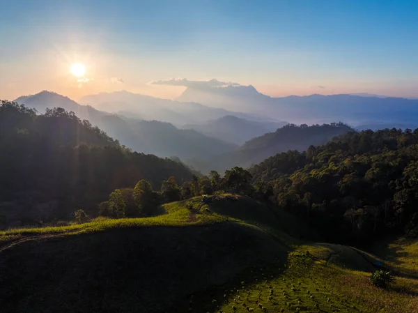 Sunrise Mountain Range Ponto Vista Hadubi Chiang Mai Tailândia — Fotografia de Stock