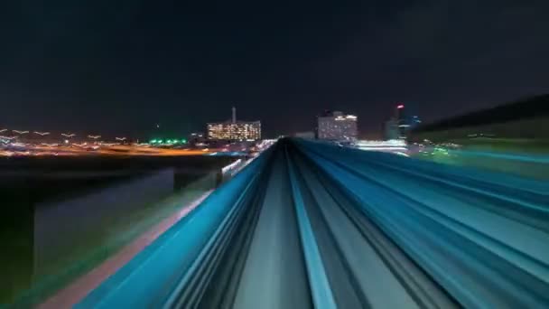 Hyperlapse Van Automatische Trein Naar Stad Zonder Uit Stappen Het — Stockvideo