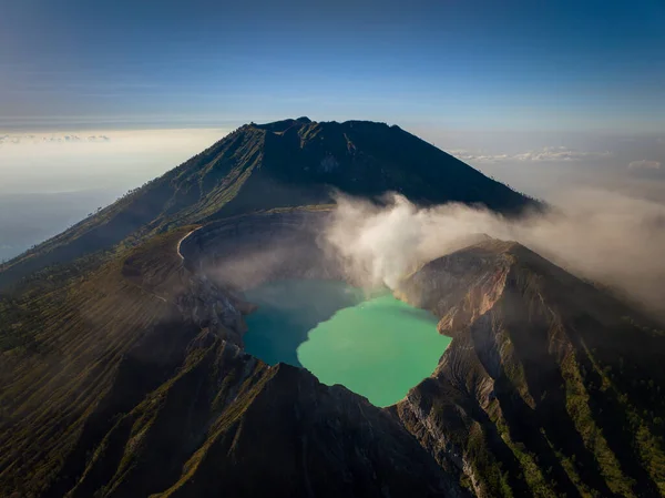 Légi Felvétel Kawah Ijen Vulkán Kráteréről Kelet Jáva Indonézia — Stock Fotó