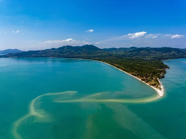 Aerial Panorama Drone Shot Lam Haed Beach Peninsula Koh Yao Φωτογραφία Αρχείου