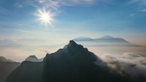 Hyperlapse Widok Lotu Drona Góry Kelud Szczyt Nieaktywny Wulkan Java — Wideo stockowe