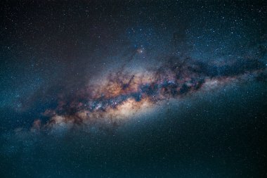 The Milky way galaxy with stars on a perfect clear night sky background clipart