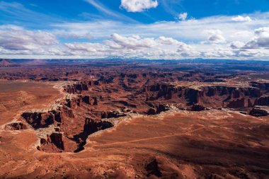 Canyonlands Ulusal Parkı 'nın havadan görünüşü, Moab, Utah, ABD
