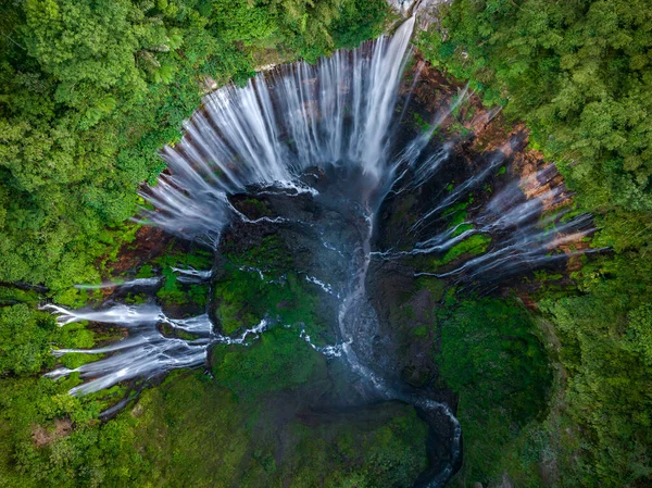 Aerial Top View Tumpak Sewu Waterfall Malang East Java Indonesia — Stock Photo, Image
