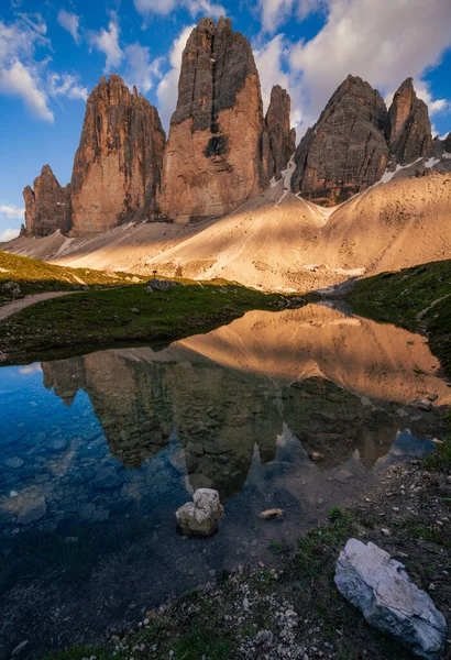 Krajobraz Tre Cime Lavaredo Alpy Dolomitowe Włochy — Zdjęcie stockowe