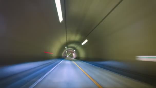 Timelapse Drivelapse Hiperlapso Movimiento Desenfoque Coche Moviéndose Túnel Por Noche — Vídeo de stock