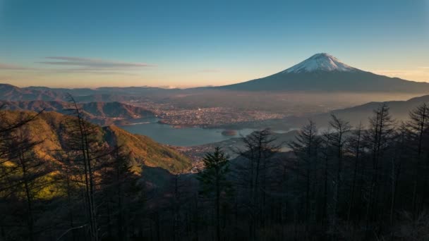 Timelapse Luchtfoto Van Mount Fuji Uitzicht Vanaf Shindotoge Uitkijkpunt Yamanashi — Stockvideo