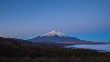Timelapse Dağı Fuji manzarası Panorama Dai bakış açısıyla gün doğumunda, Yamanashi, Japonya