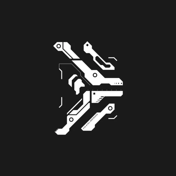 サイバーパンク アロー サイバーパンクのインターフェース要素 未来的ポインタ ゲームUi ポスター バナーの設計のための技術スタイルの矢印 Sci Fi形式の要素 技術の美学 — ストックベクタ