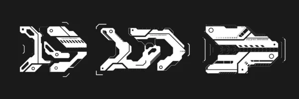 サイバーパンクの矢のセット 未来的なインターフェイスのサイバー要素のキット サイバーパンクのポインタ ゲームUi ポスターのデザインのための矢印のセット 未来的なUi技術要素 ベクターイラスト — ストックベクタ