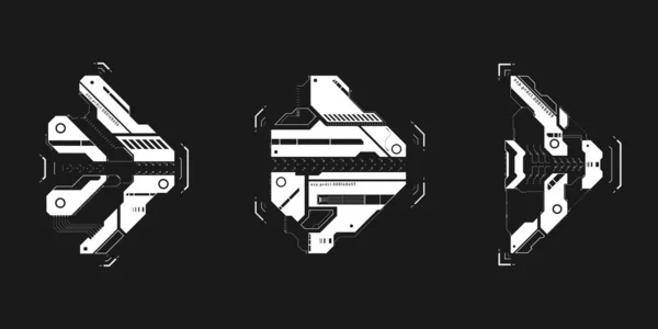 サイバーパンクの矢のセット 未来的なインターフェイスのサイバー要素のコレクション サイバーパンクのポインタ ゲームUi ポスターのデザインのための矢印のセット 未来的なUi技術要素 ベクターイラスト — ストックベクタ