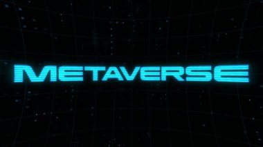 METAVERSE text with glitch effect on digital cyberspace tech background. Glitch inscription METAVERSE on abstract VR cyberspace background. Virtual cyber space reality, digital world concept.