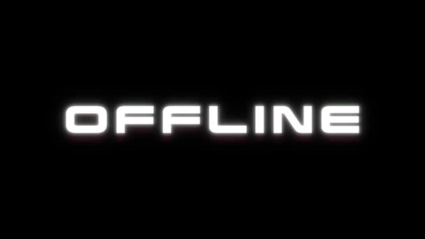 Offline Tekst Met Glitch Effect Zwarte Achtergrond Glitch Inscriptie Offline — Stockvideo
