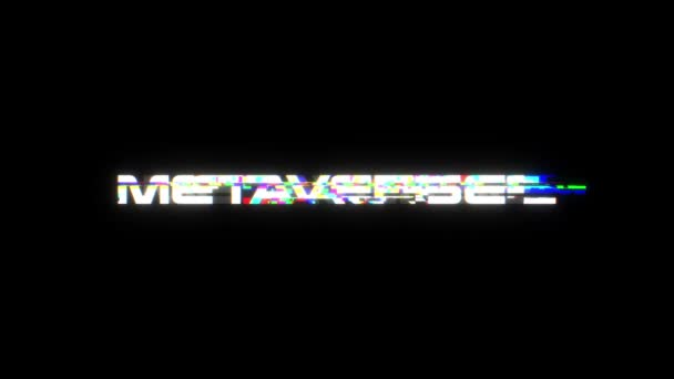 Metaverse Tekst Met Glitch Effect Zwarte Achtergrond Glitch Inscriptie Metaverse — Stockvideo