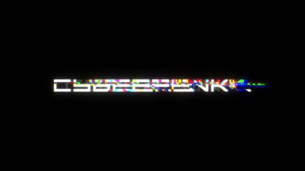 Texto Cyberpunk Com Efeito Falha Fundo Preto Inscrição Falha Cyberpunk — Vídeo de Stock