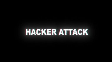 Hacker saldırı arızası bildirimi. Siber suçlar animasyon hackleme kavramı. Hacker hata efektli saldırı metni. Güvenlik ihlali, alarm ekranı, hack saldırısı.
