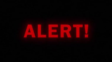 Kırmızı metin ve arıza efektli ALERT animasyonu. Siber güvenlik temaları, dijital reklamlar, web afişleri ve video oyunları için ideal. Modern tasarım ve dinamik görsel bozulma.