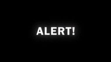 RGB 'de arıza etkisi içeren ALERT animasyonu. Acil duyurular, dijital medya ve siber güvenlik için mükemmel. Kusursuz döngülü tasarım. Video oyunları için ideal.