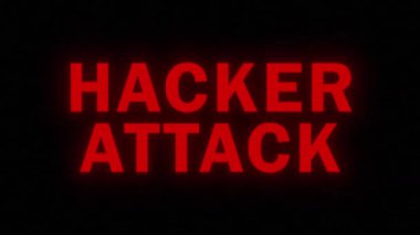 HACKER Kırmızı metin ve arıza efektli saldırı animasyonu. Siber güvenlik temaları, dijital reklamlar ve oyun tasarımı için ideal. Teknolojik bir görünüm ekler.