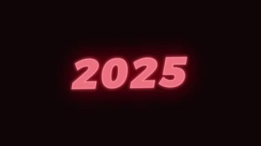 Yeni Yıl Videosu için 2025 Neon Arızalı Metin Animasyonu.