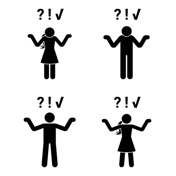 Stok Figuur Man Vrouw Probleemoplossing Concept Vector Illustratie Set Vraag — Stockvector